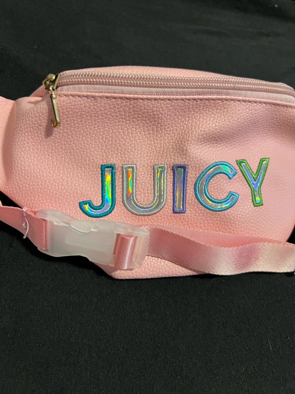 Juicy Couture Pink Holographic Lettering Waist Bag
